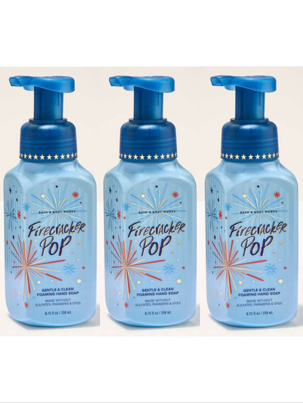 Bath & Body Works Firecracker Pop Gentle Foaming Hand Soap Set of 3 New RARE